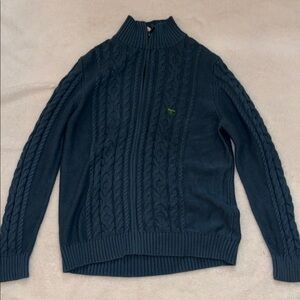 Cable Knit Half-Zip Sweater in Teal